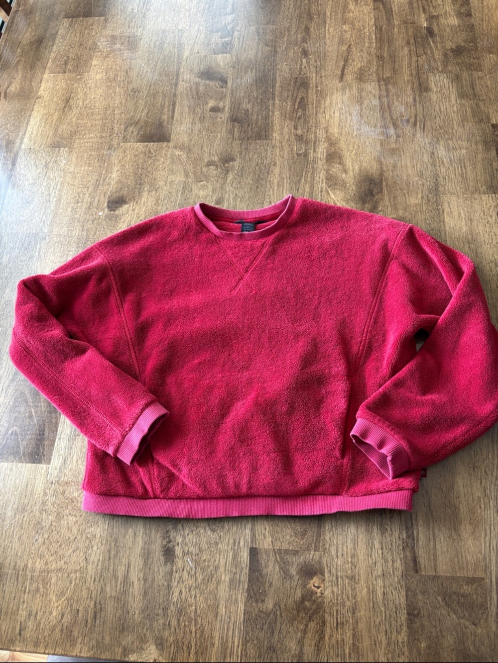 Athleta Bright Red Crewneck Fleece Pullover